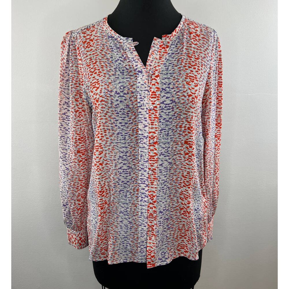 Reiss Purple Red Printed Button-Down Long Sleeve … - image 1